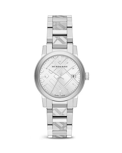 Burberry Check Etched Bracelet Watch, 34mm 